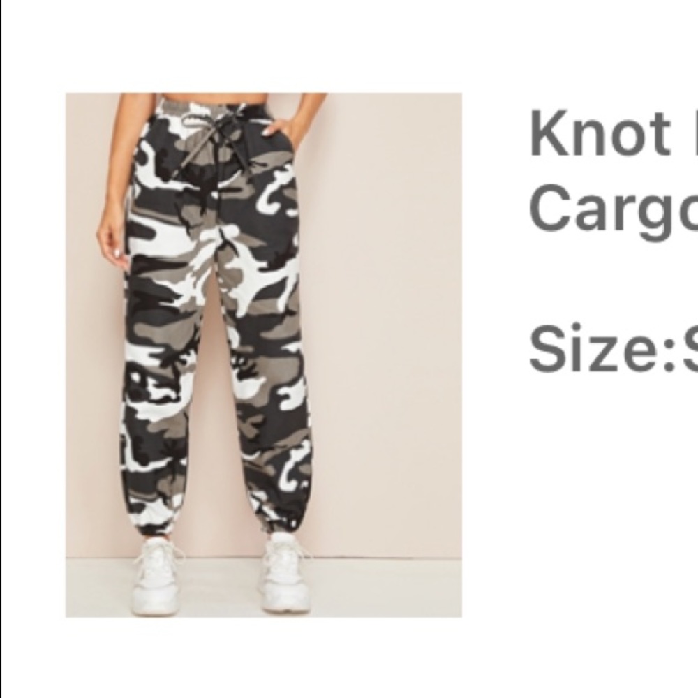 SHEIN Knot Front Camo Print Cargo Pants
